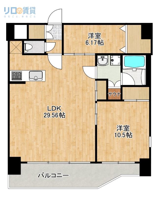 プレジオ宝塚ASIAN(2LDK/4階)の間取り写真