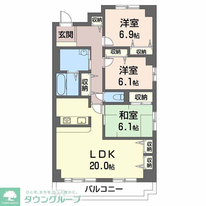 三渓ヒルズ(3LDK/2階)の間取り写真