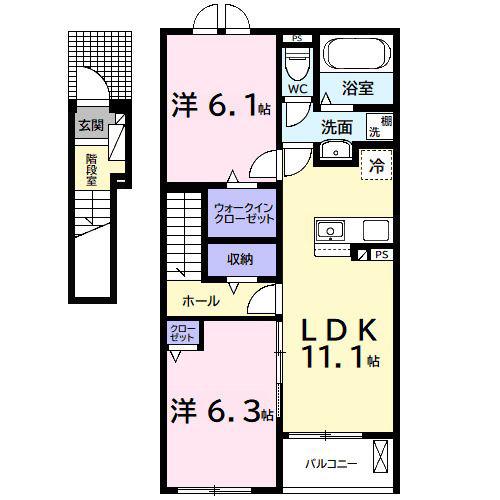 アイリス(2LDK/2階)の間取り写真