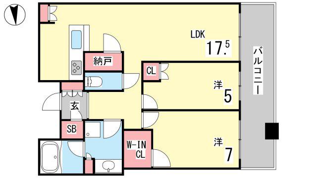 御影タワーレジデンス(2LDK/43階)の間取り写真
