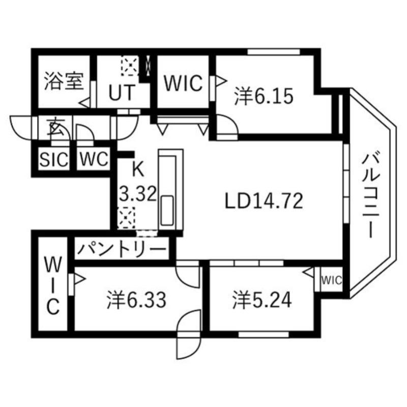 カレラ水車町(3LDK/2階)の間取り写真