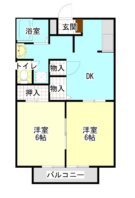 コーポめい(2DK/1階)の間取り写真