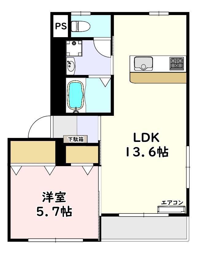 ジャスミンツクバ(1LDK/1階)の間取り写真