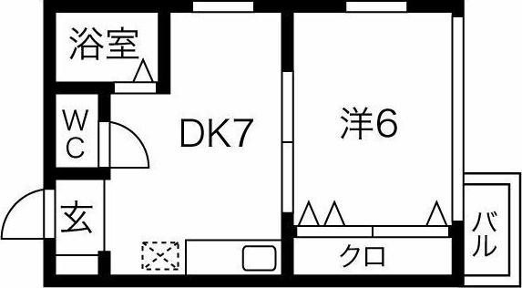 ラクラスコート山王(1DK/4階)の間取り写真