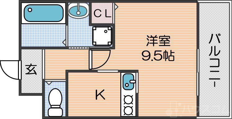 住之江7407(1K/2階)の間取り写真