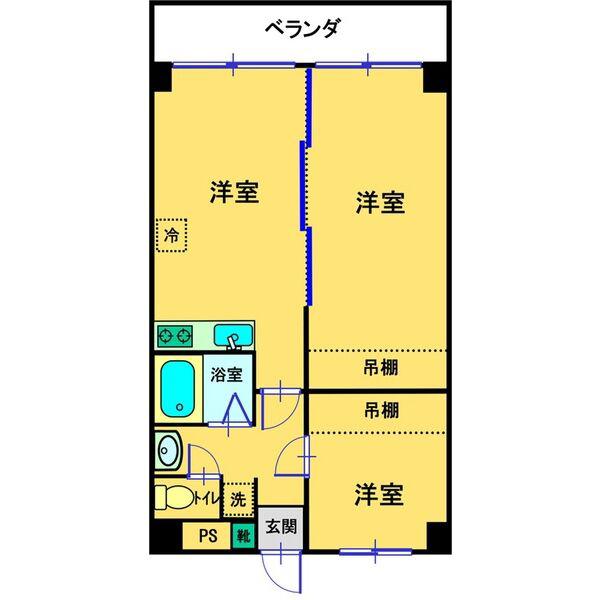 コーポ泰山MI(2DK/8階)の間取り写真