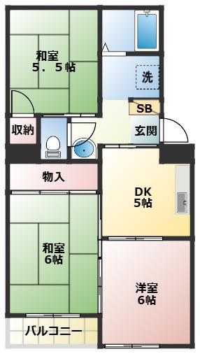 アルシュハルミNO.1(3DK/2階)の間取り写真