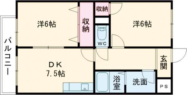 アドラーブル鳥羽見(2DK/1階)の間取り写真