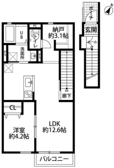 デュラカーサ下保谷(1SLDK/2階)の間取り写真