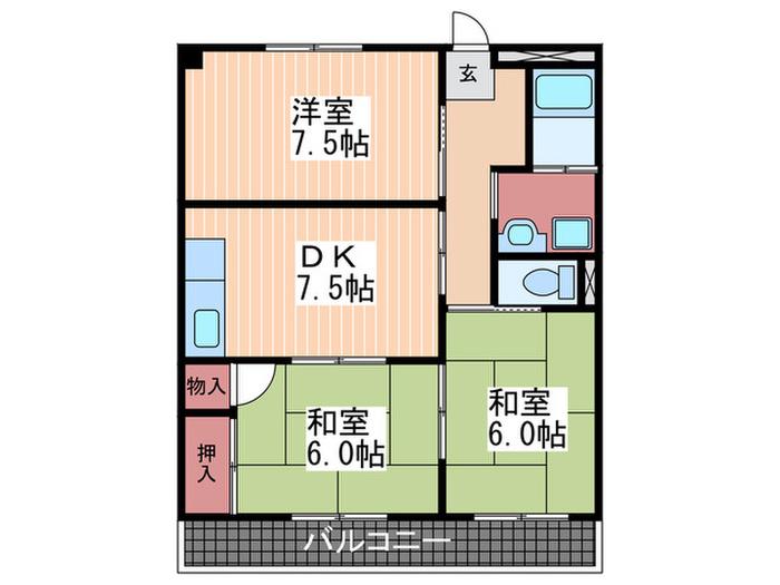 国光エクセレントビルディング(3DK/4階)の間取り写真