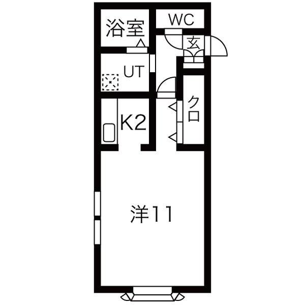 エルムII(1K/2階)の間取り写真