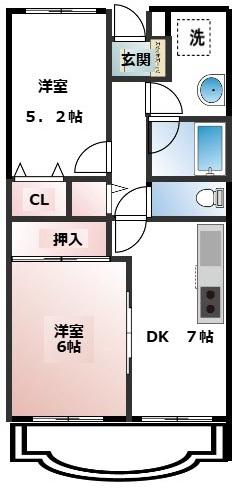 アムール吉野(2DK/3階)の間取り写真