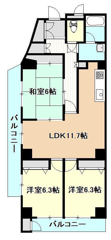 パークプラザ新光(3LDK/7階)の間取り写真
