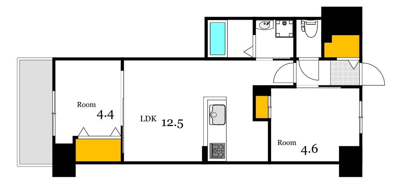 S-RESIDENCE富士見町AGLITTER(1SLDK/2階)の間取り写真