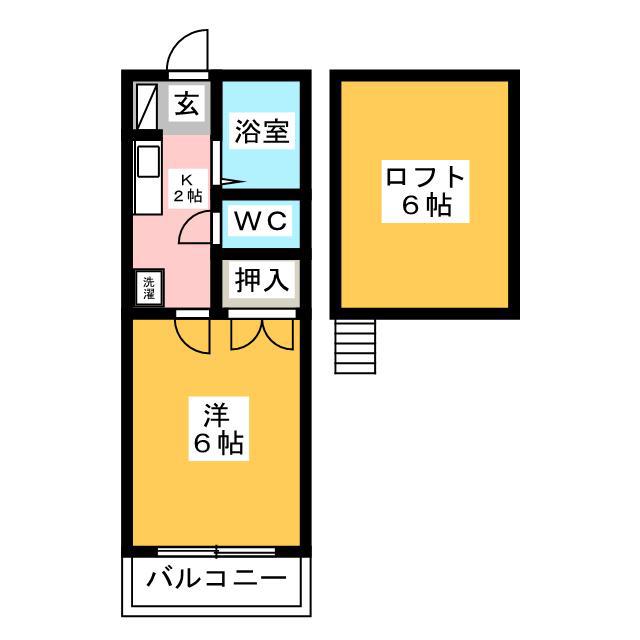 シューフルールII(1K/2階)の間取り写真
