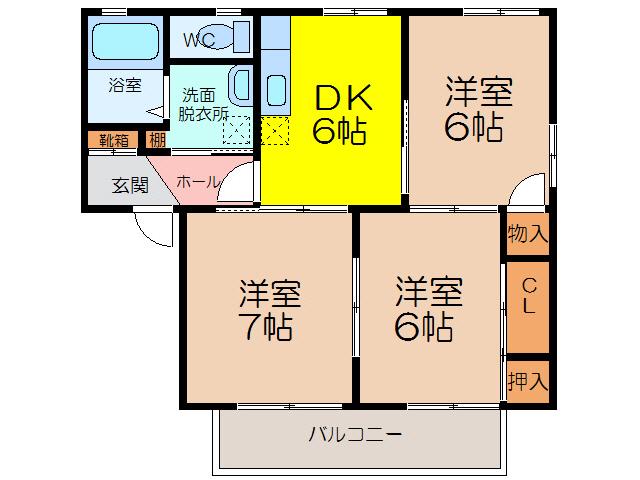 モン リゼール(3DK/2階)の間取り写真