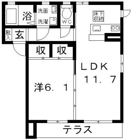 SETTE FUJIKI(1LDK/1階)の間取り写真