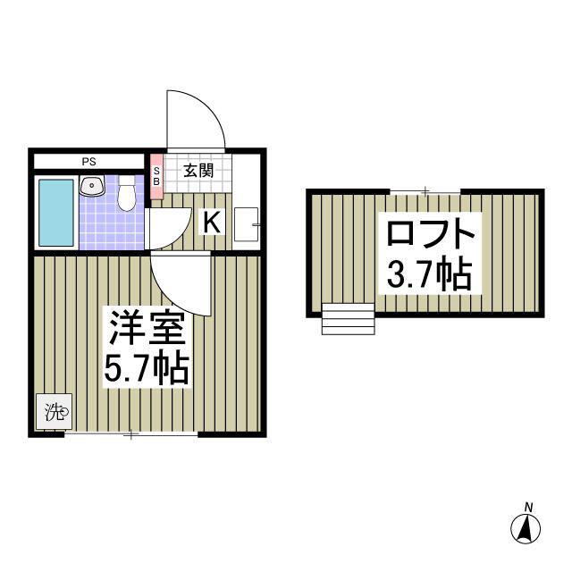 アマリリス(1K/1階)の間取り写真