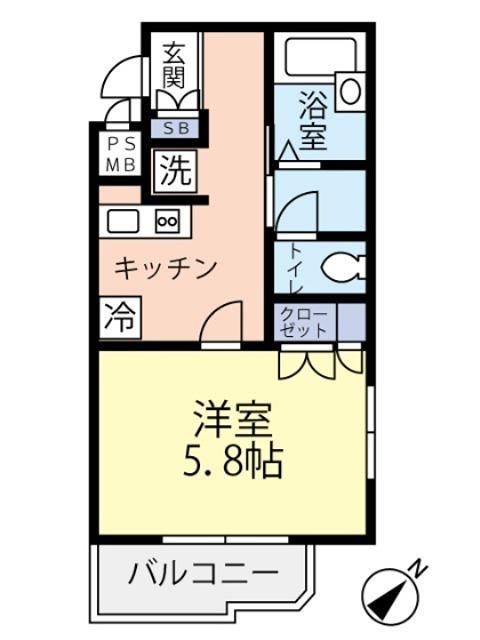 グランヴァン板橋本町エコヴェルデ(1K/1階)の間取り写真