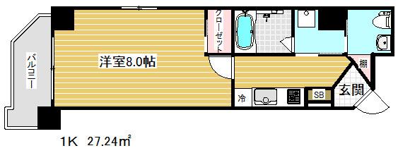 ラナップスクエア湊川公園(1K/8階)の間取り写真