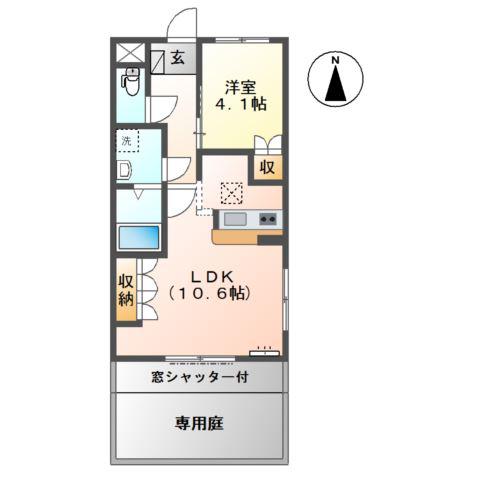 ピュアコンフォート(1LDK/1階)の間取り写真