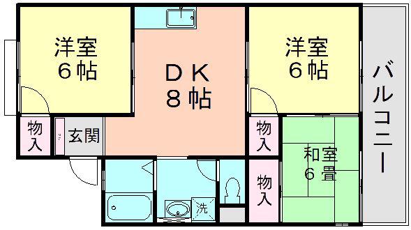 ネオグリーンコーポA(3DK/1階)の間取り写真