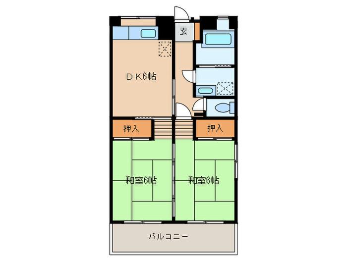サンハイムひさつ(2DK/3階)の間取り写真