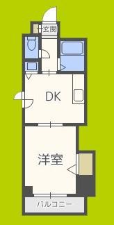 ノルデンハイム今福(1DK/4階)の間取り写真