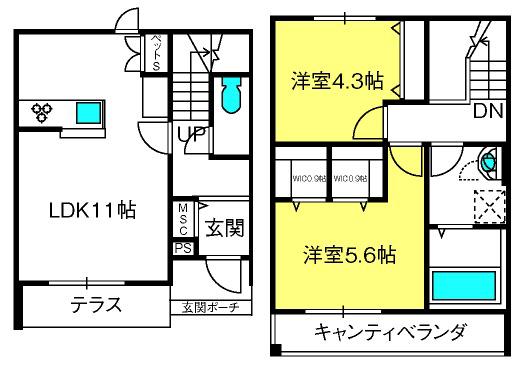 BELL MAISON(2LDK/2階)の間取り写真