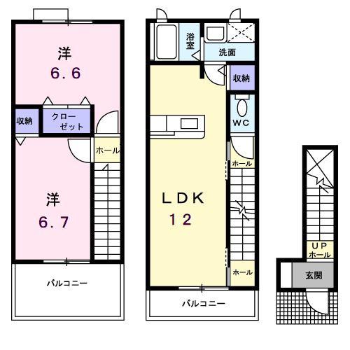ナイル良(2LDK/2階)の間取り写真