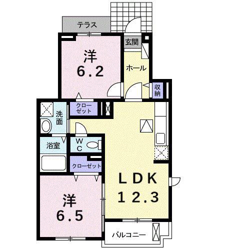 ルミエル(2LDK/1階)の間取り写真
