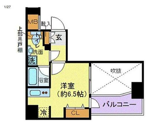 デュアレス千代田三崎町(ワンルーム/8階)の間取り写真