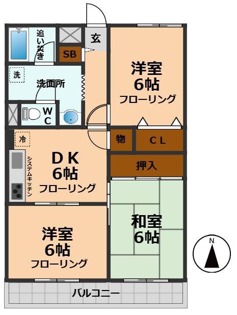 アゼリア水久保(3DK/3階)の間取り写真