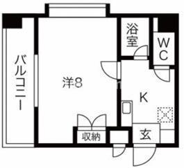 プレアール原田II(1K/5階)の間取り写真