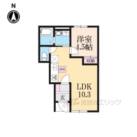 ロメット(1LDK/1階)の間取り写真