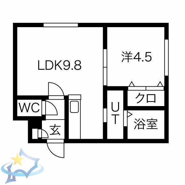ING南8条(1LDK/2階)の間取り写真