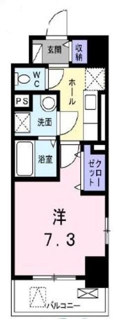 エスタシア八王子(1K/4階)の間取り写真