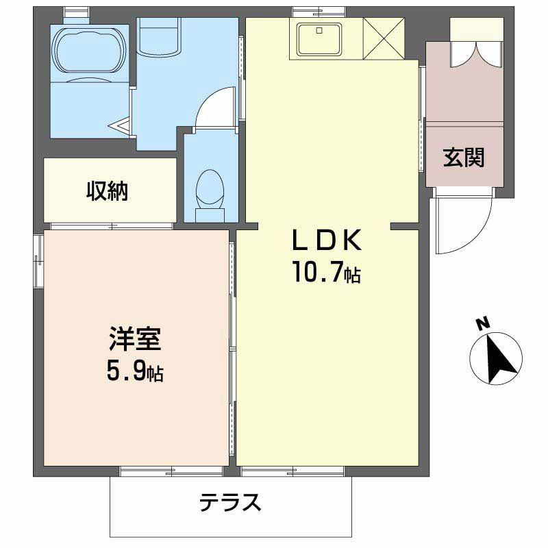 ルミエール郡(1LDK/1階)の間取り写真