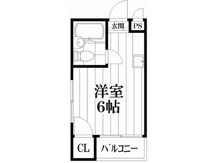 コスモハイム(ワンルーム/2階)の間取り写真