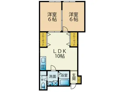 宇津木アパート(2LDK/2階)の間取り写真