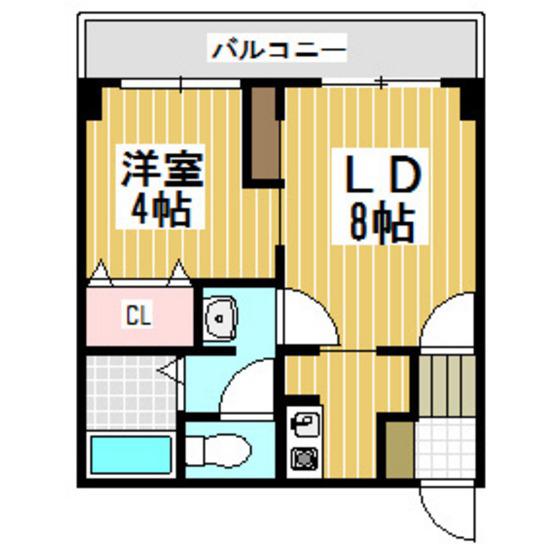 橋本HGビル(1DK/3階)の間取り写真