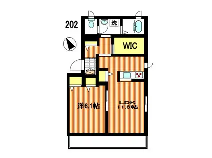 サン ピオーネ(1LDK/2階)の間取り写真