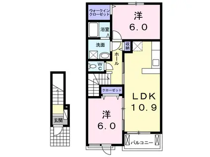 LATOURKAIZAWA V(2LDK/2階)の間取り写真