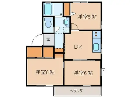 プレゼンテ大和(3DK/1階)の間取り写真