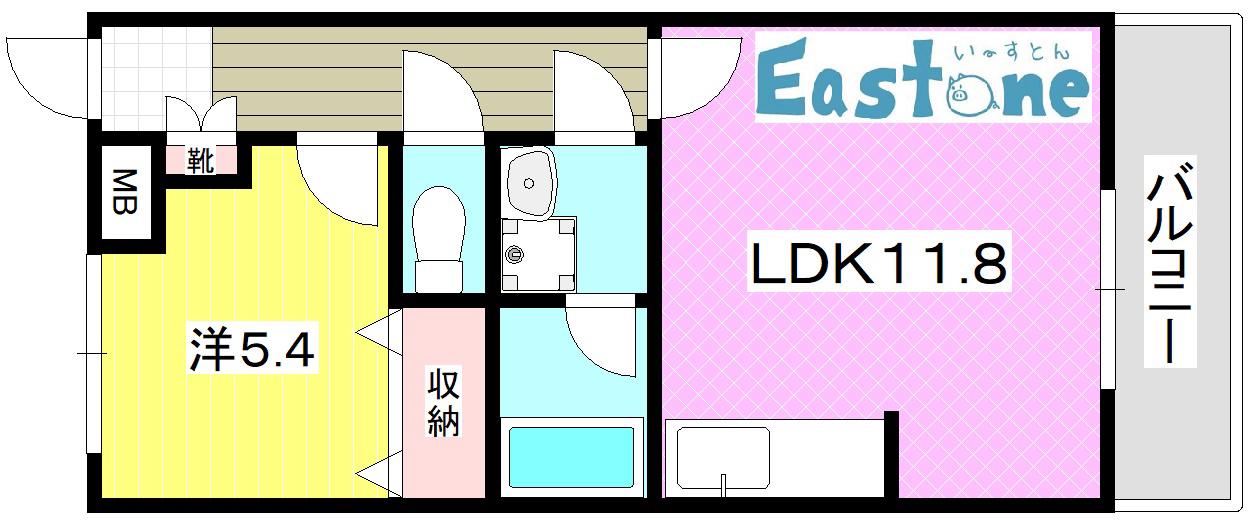 アベニール荒田(1LDK/2階)の間取り写真