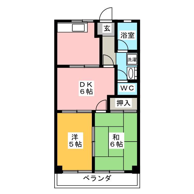サンハイム山川(2DK/1階)の間取り写真
