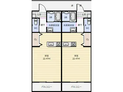 プレジール泰西(1K/1階)の間取り写真