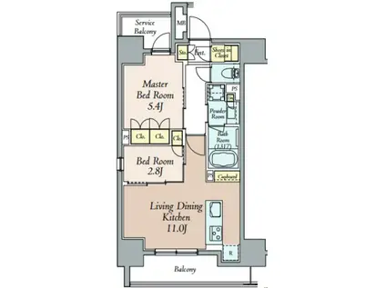 クレストコート本郷三丁目(2LDK/8階)の間取り写真