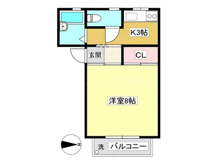 ハイツ作間(1K/1階)の間取り写真