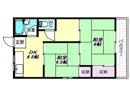 湯谷マンション(2K/3階)の間取り写真